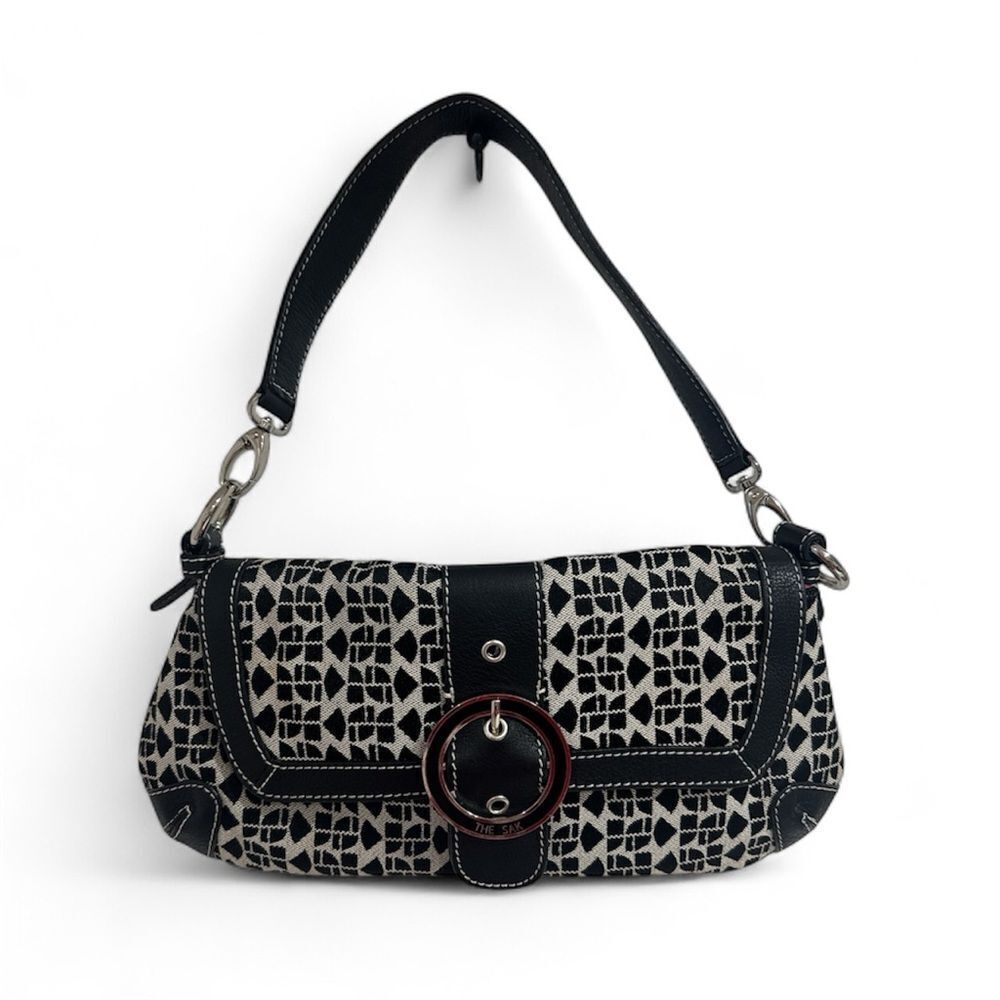 The Sak Black and Cream Geometric Shoulder Bag EUC